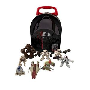 Vintage Star Wars Mini Figures Spaceship Kylo Ren‎ Tin Case Chewbacca Hasbro Toy